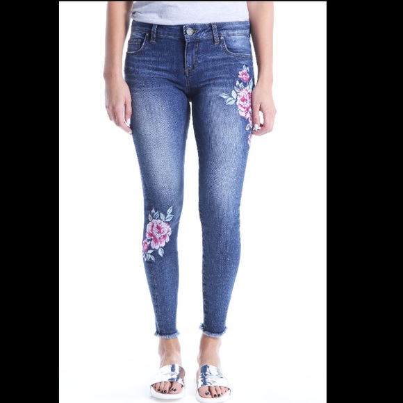 KUT From The Kloth Connie Ankle Skinny Floral Embroidered